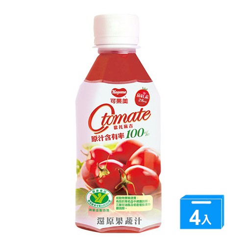 商品名稱 : 可果美 O Tomate 100% 蕃茄檸檬汁 280ml*4 品牌 : 可果美 商品種類 : 果汁 保存方法 : 避免日光直射或高溫存放 內容物成份 : 蕃茄、水、檸檬(酸度調整 ) 