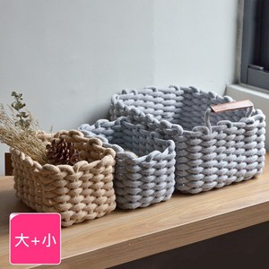 ★獨具匠心帶給你原始的美 手工棉繩編織北歐極簡 多功能收納-各種物品收納 滿足各種場合需求，怎麼放都美