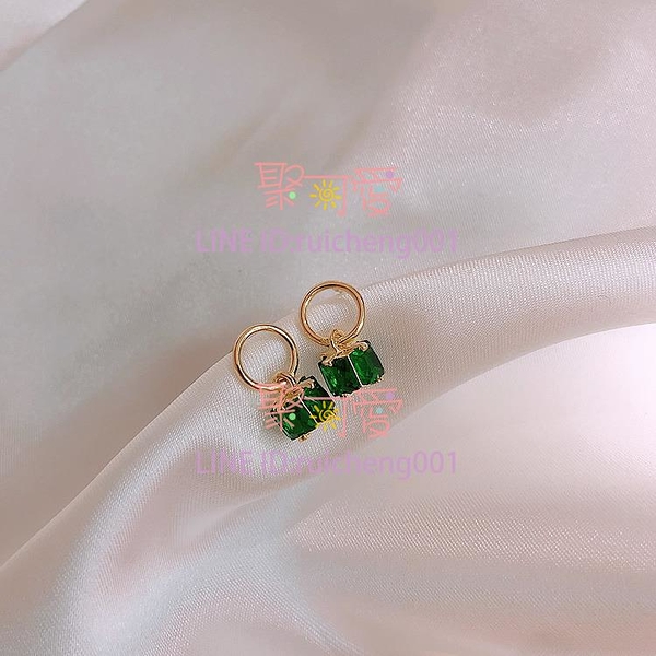 方形寶石耳釘高級感輕奢復古耳飾大氣迷人簡約耳環925銀針【聚可愛】