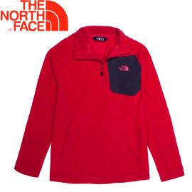 【The North Face 男款 刷毛半門襟上衣 《紅》】CGM2682/刷毛上衣/長袖上衣/保暖/刷毛衣★滿額送