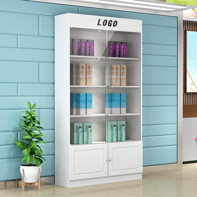 化妝品展示櫃透明玻璃門帶鎖展示架展櫃貨櫃推拉美容產品櫃子帶燈 ATF 魔法鞋櫃