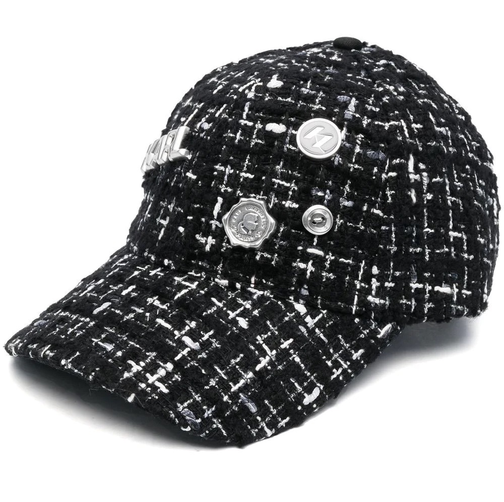 Karl Lagerfeld logo-patch tweed cap