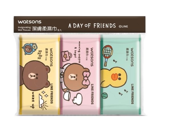 屈臣氏潔膚柔濕巾9入(Line Friends)