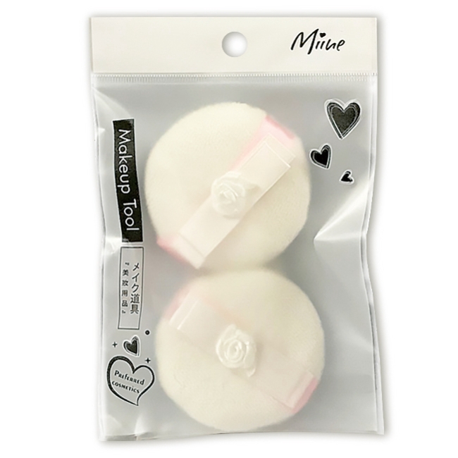 玫瑰花緞蜜粉撲/2入