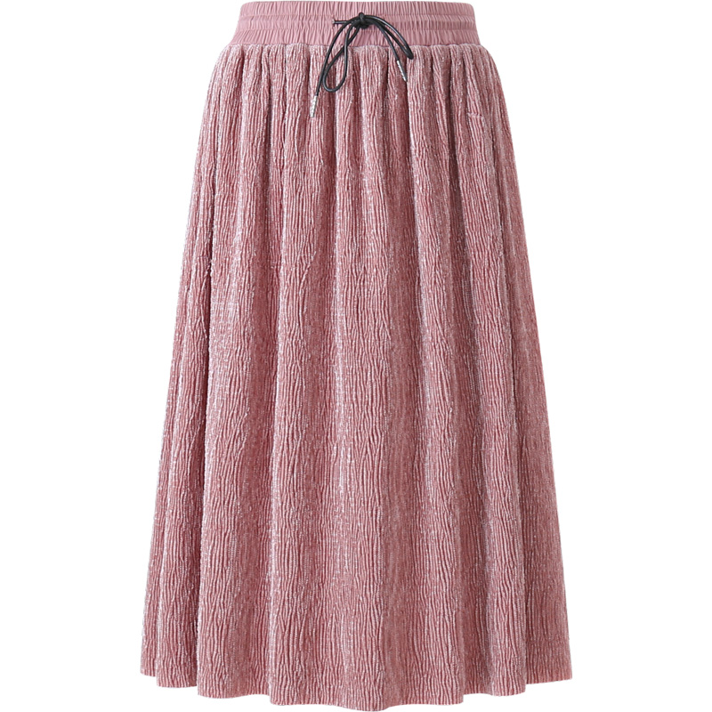 裙子女2019新款學生絲絨適合胯大的百褶半身裙冬天配毛衣奶茶裙