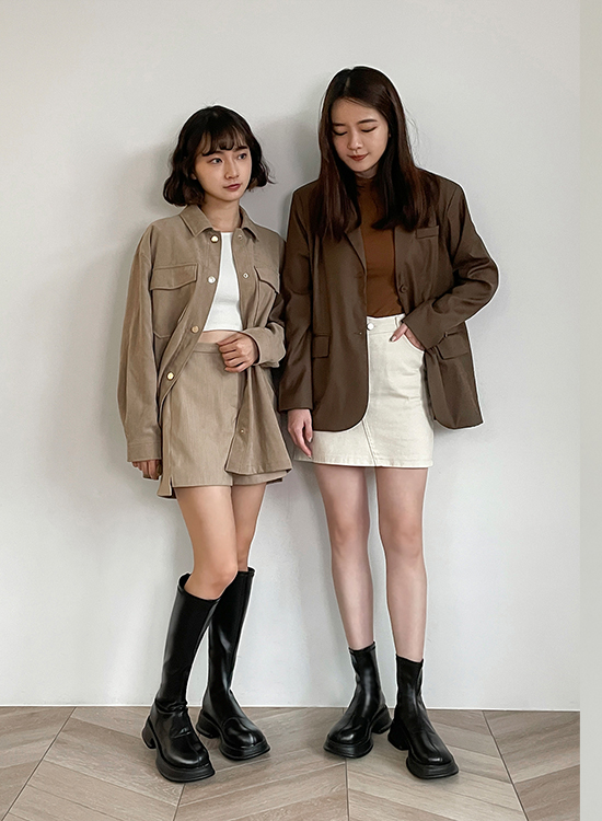 秋冬穿搭 美拉德風 D+AF  素面輕量厚底瘦瘦靴 素面輕量厚底瘦瘦長靴 小編穿搭