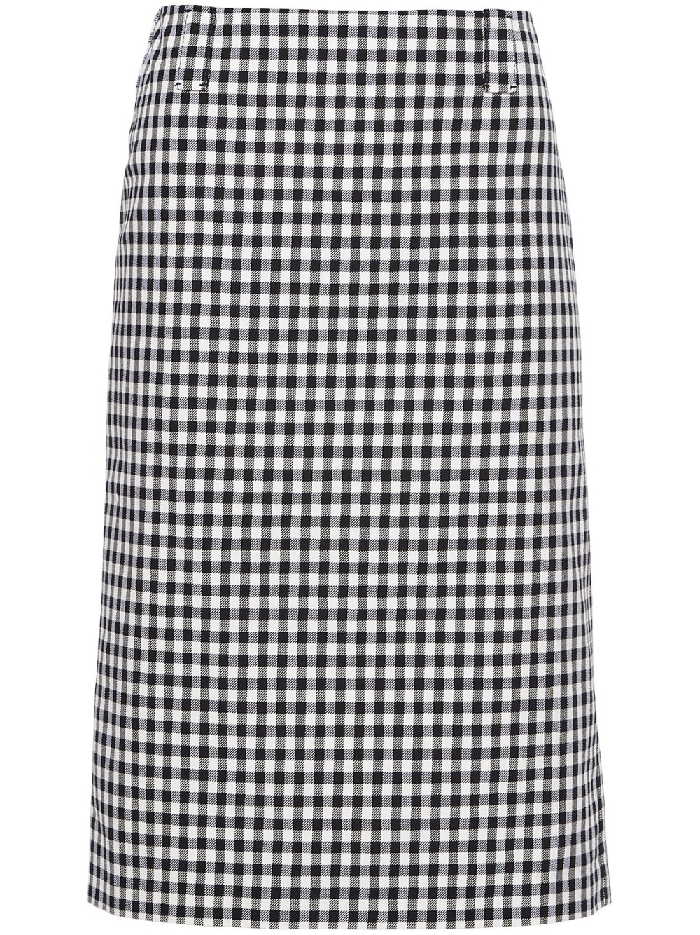 Miu Miu - gingham pencil skirt - women - Cotton/Viscose - 40 - White