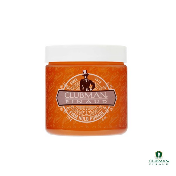 CLUBMAN Firm Hold Pomade強力定型水性髮油採用蕁麻、蓖麻油、維生素b5、洋甘菊、薰衣草、迷迭香、絲蘭調配材質:膏規格:4OZ貨源:公司貨產地:法國保存期限:兩年中光澤度配方滑順梳
