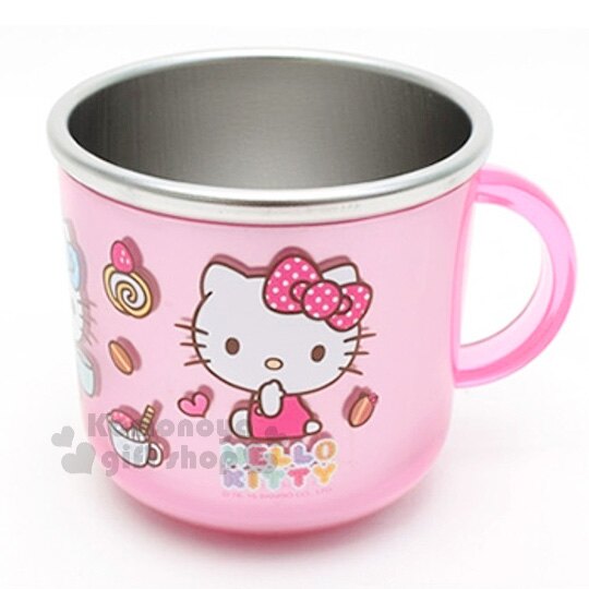 〔小禮堂〕Hello Kitty 單耳不鏽鋼杯《透明粉.甜點.Q版》304不鏽鋼系列。居家,家具與寢飾人氣店家小禮堂－樂天旗艦店的❤超商取貨區❤有最棒的商品。快到日本NO.1的Rakuten樂天市場的