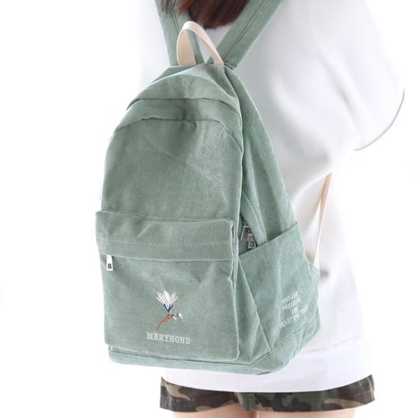 後背包 諾然 燈芯絨雙肩包 女韓版時尚小清新休閒中學生書包 女雙肩背包