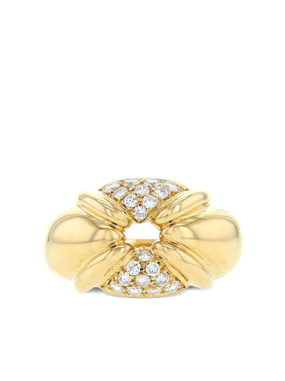 Chaumet - pre-owned yellow gold geometric diamond ring - women - Yellow Gold/Diamond - 52