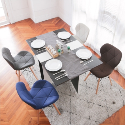 北歐簡約，時尚菱格紋 高質感櫸木椅腳，美觀易於維護 厚實座墊，布料舒適好坐 搭配書桌、餐桌、咖啡廳皆適合