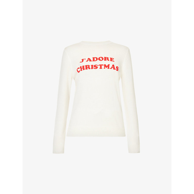 Chinti And Parker Womens Cream/red J'adore Christmas Wool and Cashmere-blend Jumper M