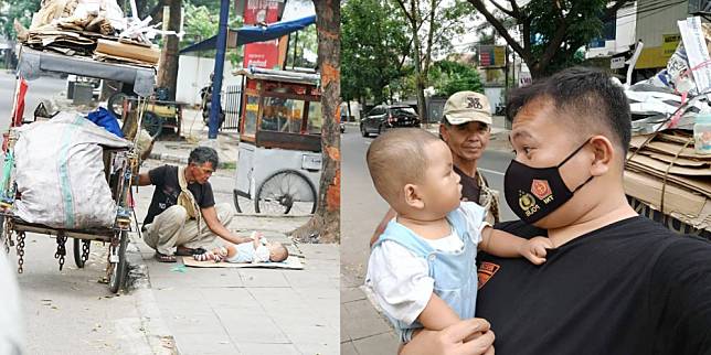 Kisah haru perjuangan ayah memulung sambil asuh bayi. (Foto: Instagram @banjarnahor)