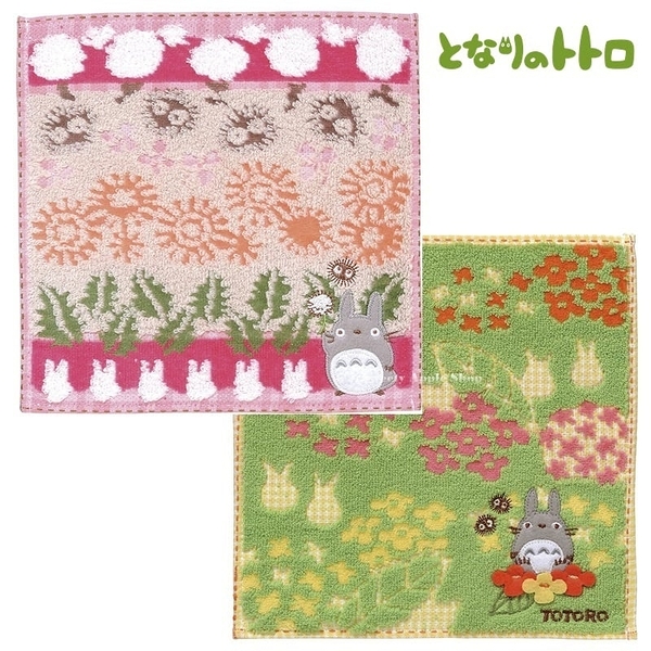 【SAS】日本限定 宮崎駿x丸真 吉卜力 龍貓 蒲公英&小花版 刺繡 毛巾手帕 / 帕巾 2入套組