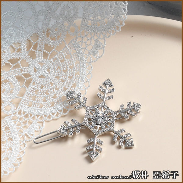 『坂井.亞希子』簡約百搭冰晶雪花造型鑲鑽髮邊夾