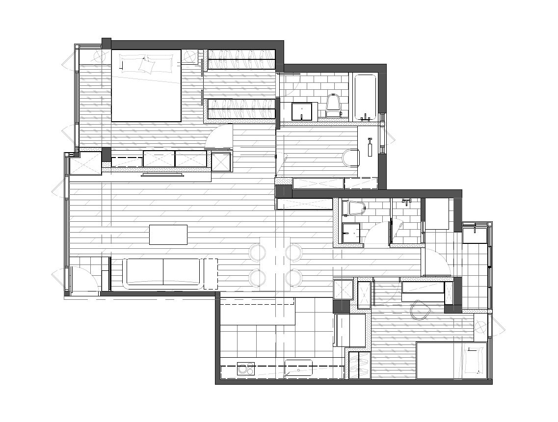 平面圖;設計圖;門窗;橫梁;柱體;空間配置;格局;採光;比例尺;家具;地板
