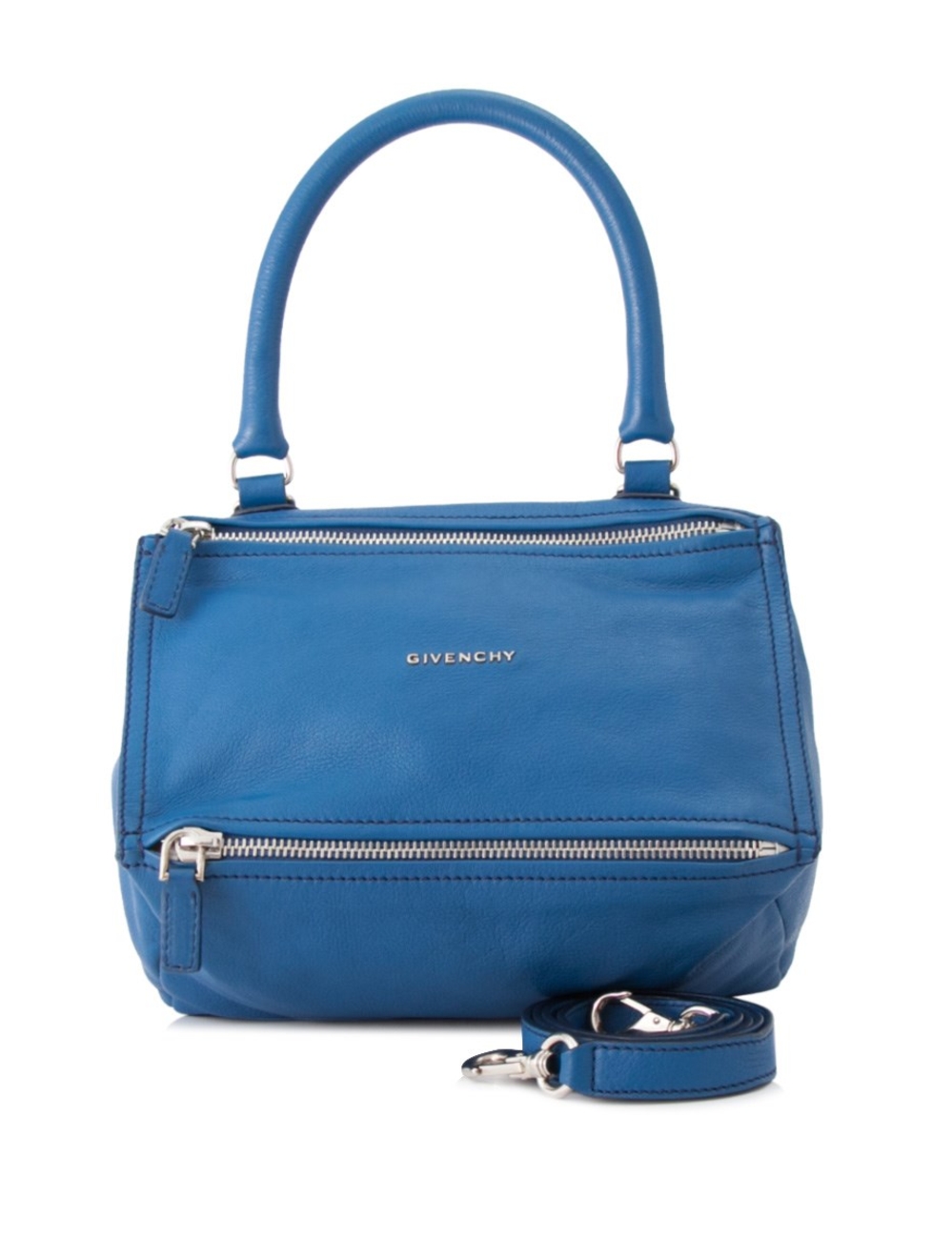 Exterior - Goatskin leather - Silver tone hardware - Single top handle, detachable shoulder strap - 