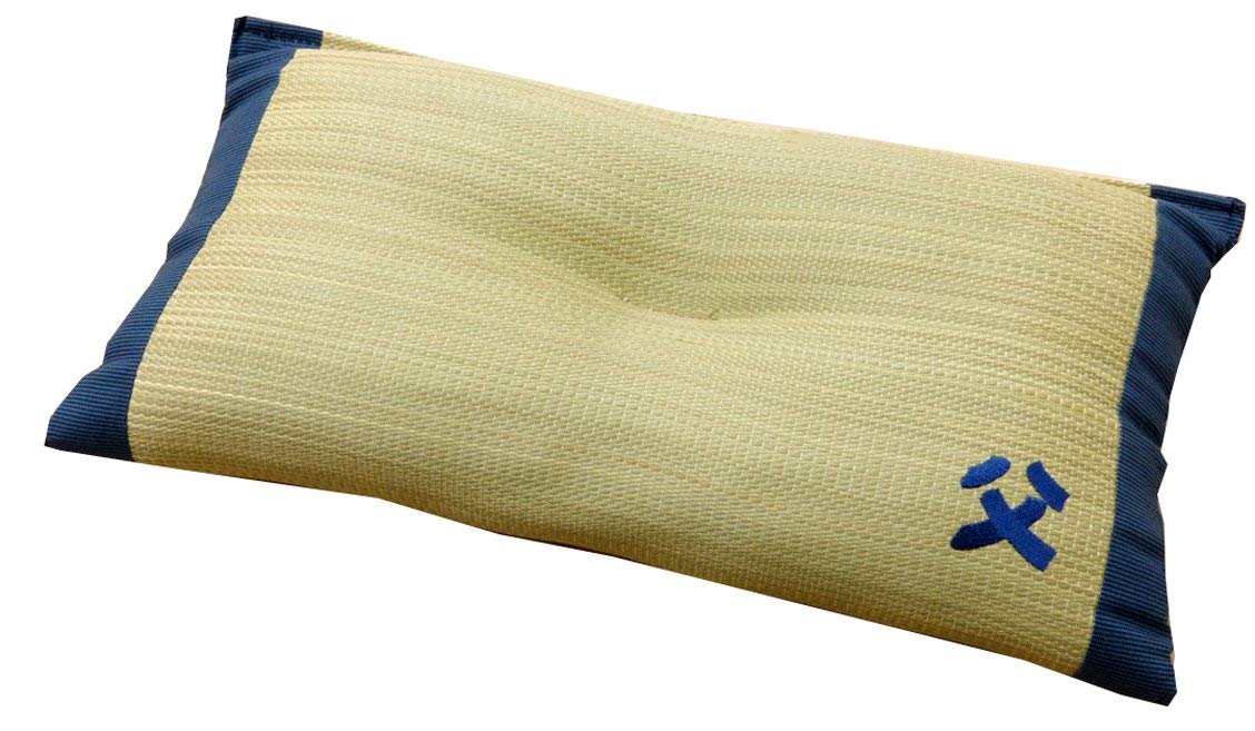 日本製 2種尺寸 IKEHIKO 夏日涼感枕頭 父字刺繡藺草涼枕 九州藺草涼枕 天然無染素肌草