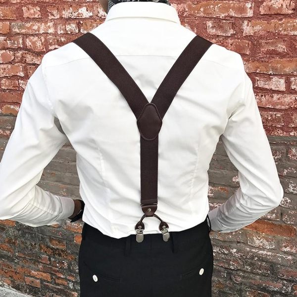 男士襯衫西褲背帶男款成人褲子吊帶松緊防滑吊褲帶扣六夾吊背帶夾 極有家