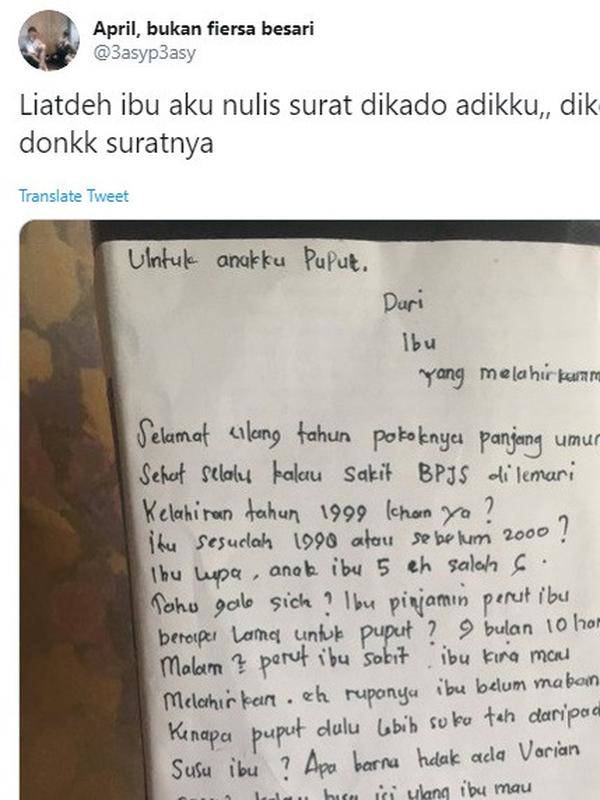 Viral Ucapan Ulang Tahun Nyeleneh Dari Ibu Untuk Anaknya Liputan6 Line Today