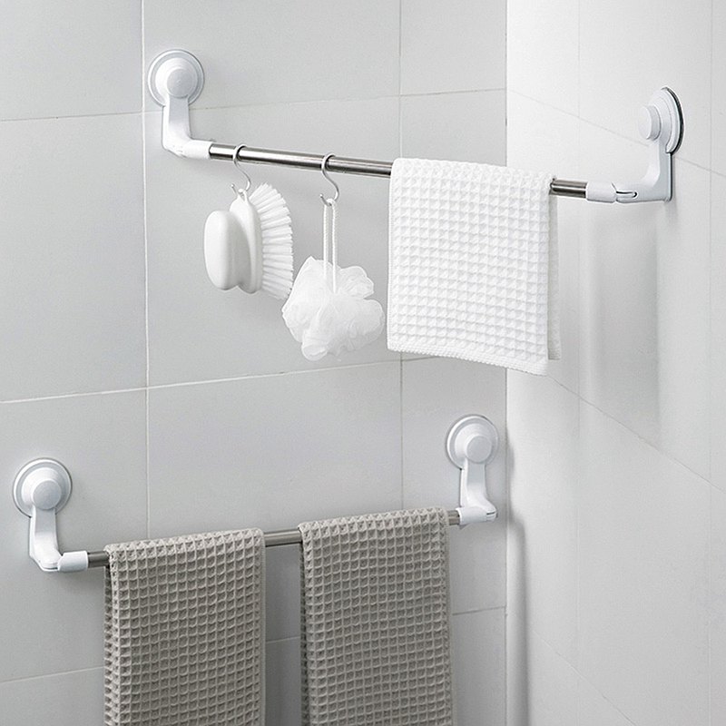 日本霜山 強力吸盤壁掛式多功能轉角毛巾置物架-3入