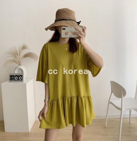 寬鬆遮肉版型荷葉裙洋裝 CC KOREA ～ Q23662