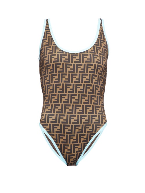 Fendi - Fendi's brown swimsuit from the label's SS20 collection channels vintage aesthetics through 