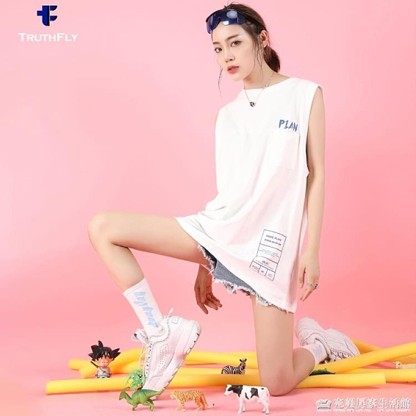 背心夏外穿 女酷寬鬆跨欄bf風籃球上衣韓版運動街頭球衣無袖t恤潮 完美居家