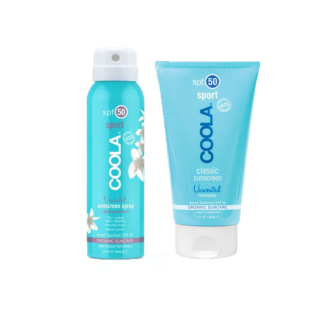 65折↘【父親節限定】COOLA 不間斷運動防曬噴霧SPF50無香味(100ml)+經典戶外運動防曬乳SPF50 (無香味)