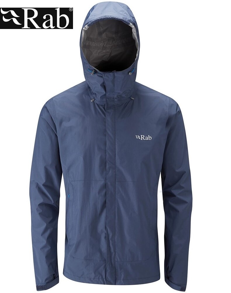 英國 RAB QWF-61 Downpour Jacket 男高透氣連帽防水外套(幕藍),登山雨衣,防水外套