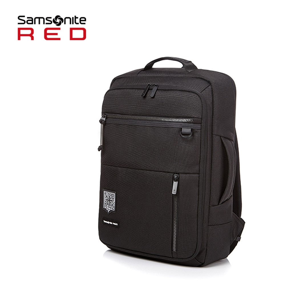 商品規格說明 貨號: Samsonite RED x Timothy Goodman 聯名款14吋筆電後背包 BYNER GS5*002 尺寸: 30*10.5*44 cm 材質：100%聚酯纖維 特