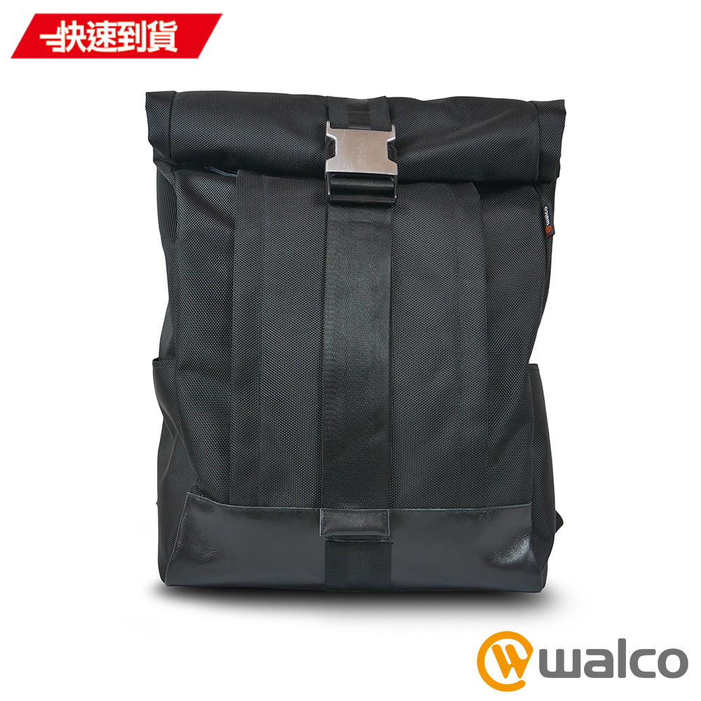 WALCO DESIGN設計團隊延續品牌英倫城市風格，在簡約的外觀中，採用了風格粗曠的二吋織帶及扣件，下捲式袋蓋、嚴選真皮皮料，特務級彈道尼龍布，防潑水、耐污、耐磨！