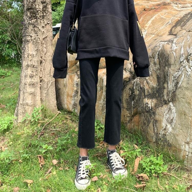 黑色牛仔褲女直筒褲寬鬆2020新款秋裝高腰修身顯高顯瘦煙管九分褲 初秋新品