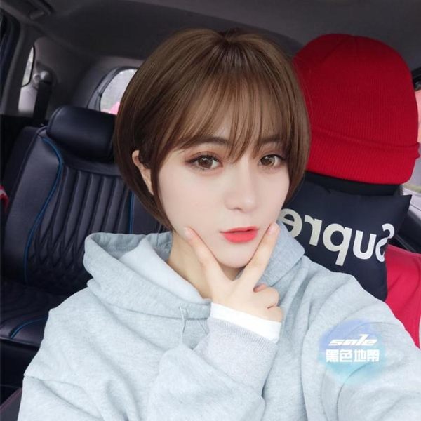 短假髮 女短髮圓臉bobo頭 齊耳帥氣中性頭套式波波頭 韓國時尚假短髮 1色