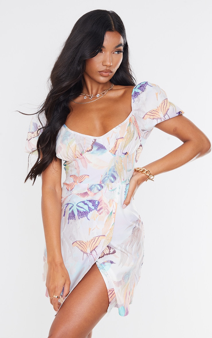 Lilac Butterfly Print Bust Detail Cut Out Shift Dress nAdd a feminine touch to your everyday wardrob