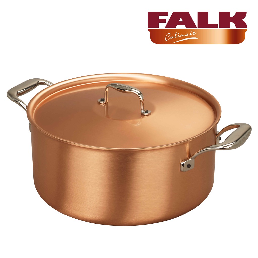 比利時FALK紅銅湯鍋28cm-時尚款(含鍋蓋)