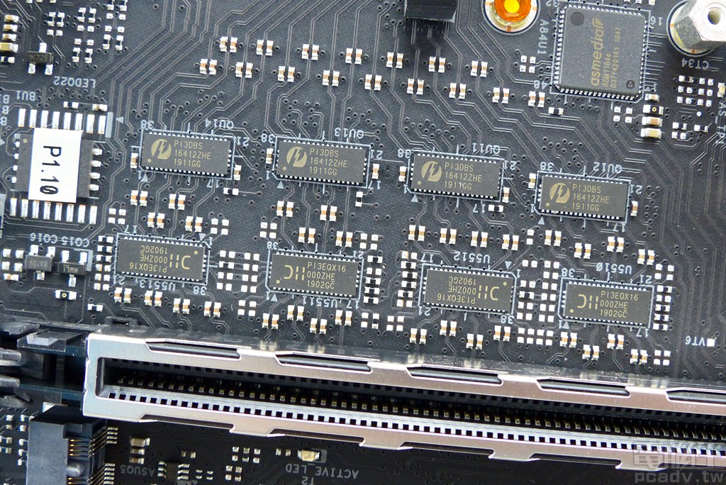 ▲ 負責切換 PCIe 通道至不同插槽的快速切換器，須採用支援 16GT/s 以上的型號版本，甚至還要加上 Redriver 加強訊號品質。