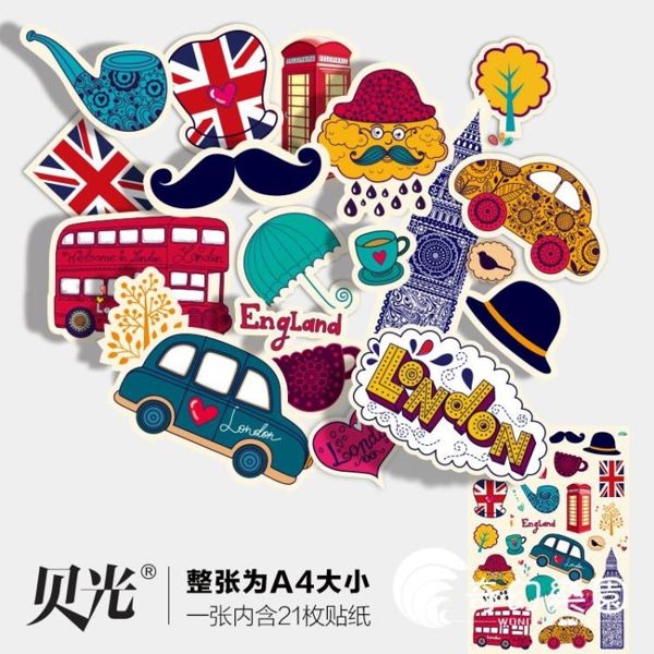 行李箱貼紙卡通旅行箱貼筆記本電腦吉他拉桿箱子貼畫防水貝光41-奇幻樂園