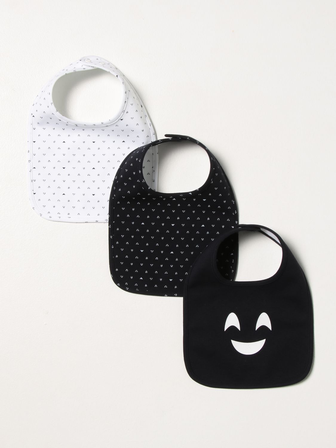 Set of 3 cotton bibs with emoji