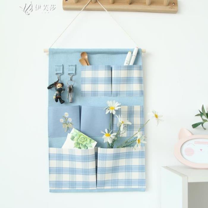原創北歐掛袋可愛卡通美式雜物整理袋門后墻掛式收納袋布藝儲物袋