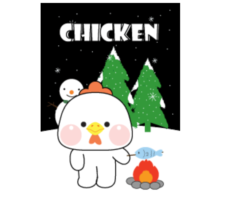 White Chicken In Winter Season Theme