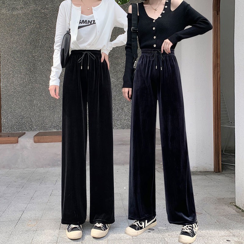 加絨闊腿褲女寬松顯瘦秋冬季加厚條絨高腰垂感燈芯絨直筒休閑褲子實屬回饋的款~質量做工都挺好的，每個細節都做的很好！ 更多撩人單品，請關注賣場，超多日韓时尚裝備等你來！！！產品介紹商品材質：棉+聚酯纖維+