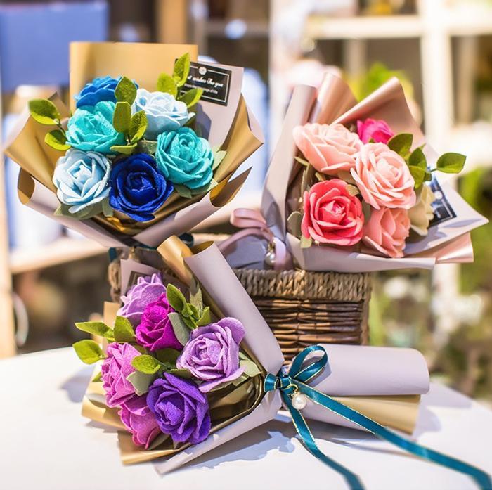 單支花-仿真花 手捧花 不織布 DIY 禮物 兒童手工布藝 材料包 花束 向日葵玫瑰康乃馨 母親節