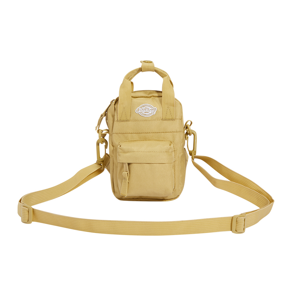 Dickies男女款卡其色Logo刺繡徽章迷你斜背包