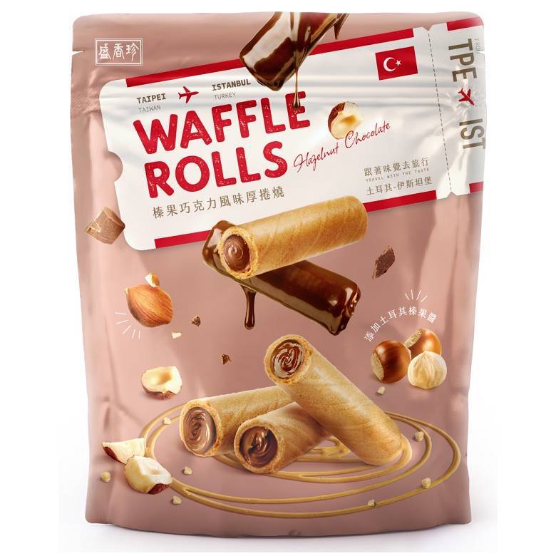 盛香珍 榛果巧克力風味厚捲燒(100g/包) [大買家]