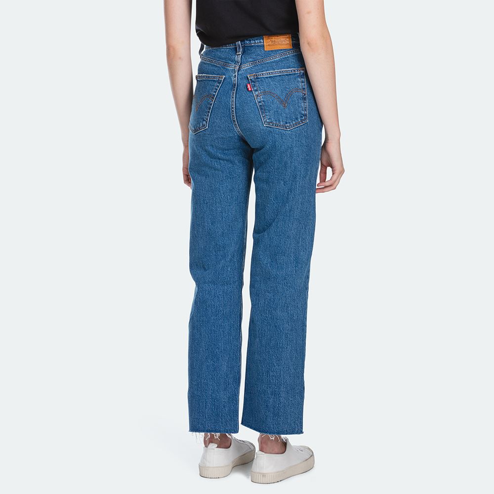 貨號：72693-0031levis 女款 ribcage復古超高腰排釦直筒牛仔褲 / 微刷破細節 / 褲管不收邊