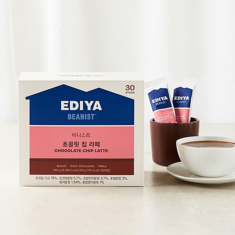 韓國 EDIYA COFFEE 可可碎片拿鐵 | 26g * 30 入