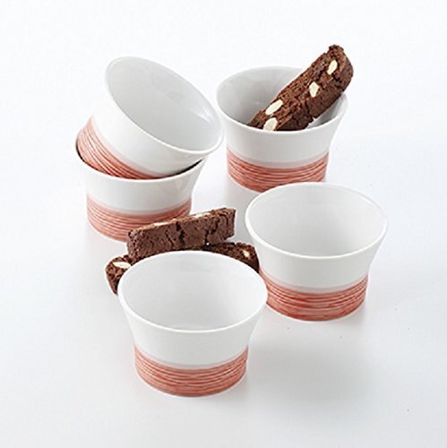 日本陶瓷【美濃燒】線彫赤甜點杯 5件禮盒組 小缽杯子陶杯水杯茶碗 和食器 食器 禮贈品