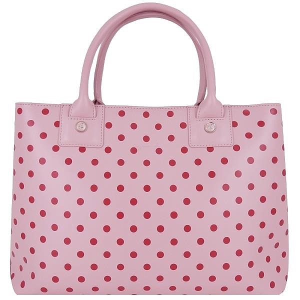 【南紡購物中心】agnes b. New York 點點全真皮肩背公事/托特包(小/粉紅)